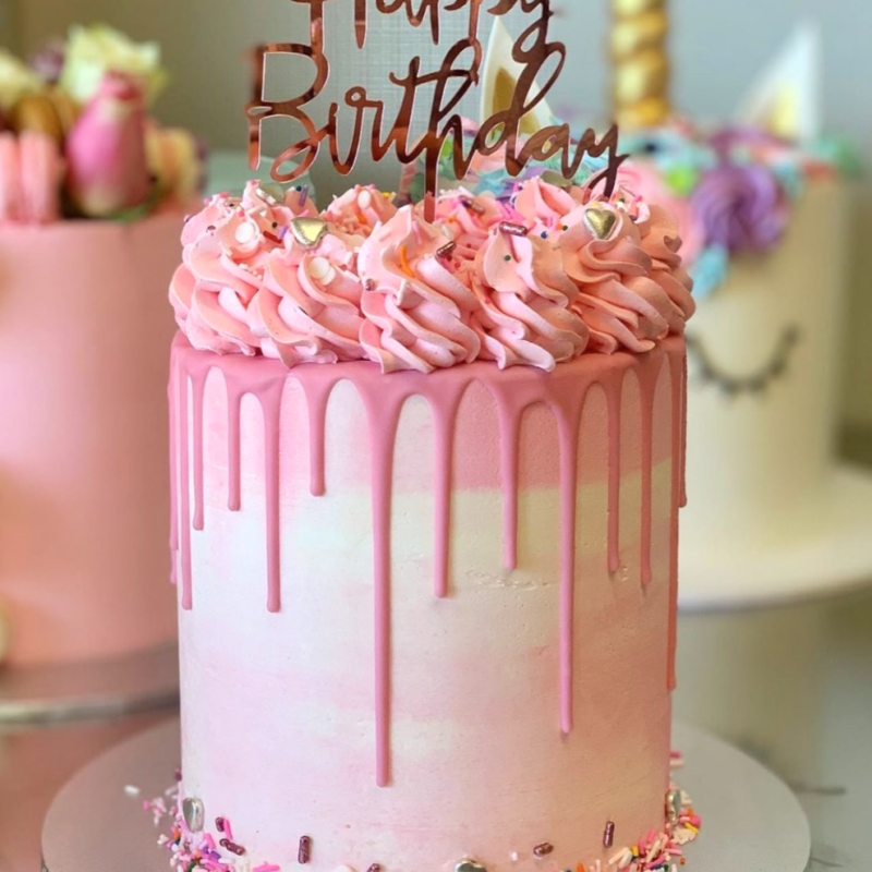 Drip Cake de Cumpleaños + Acrilico Dorado