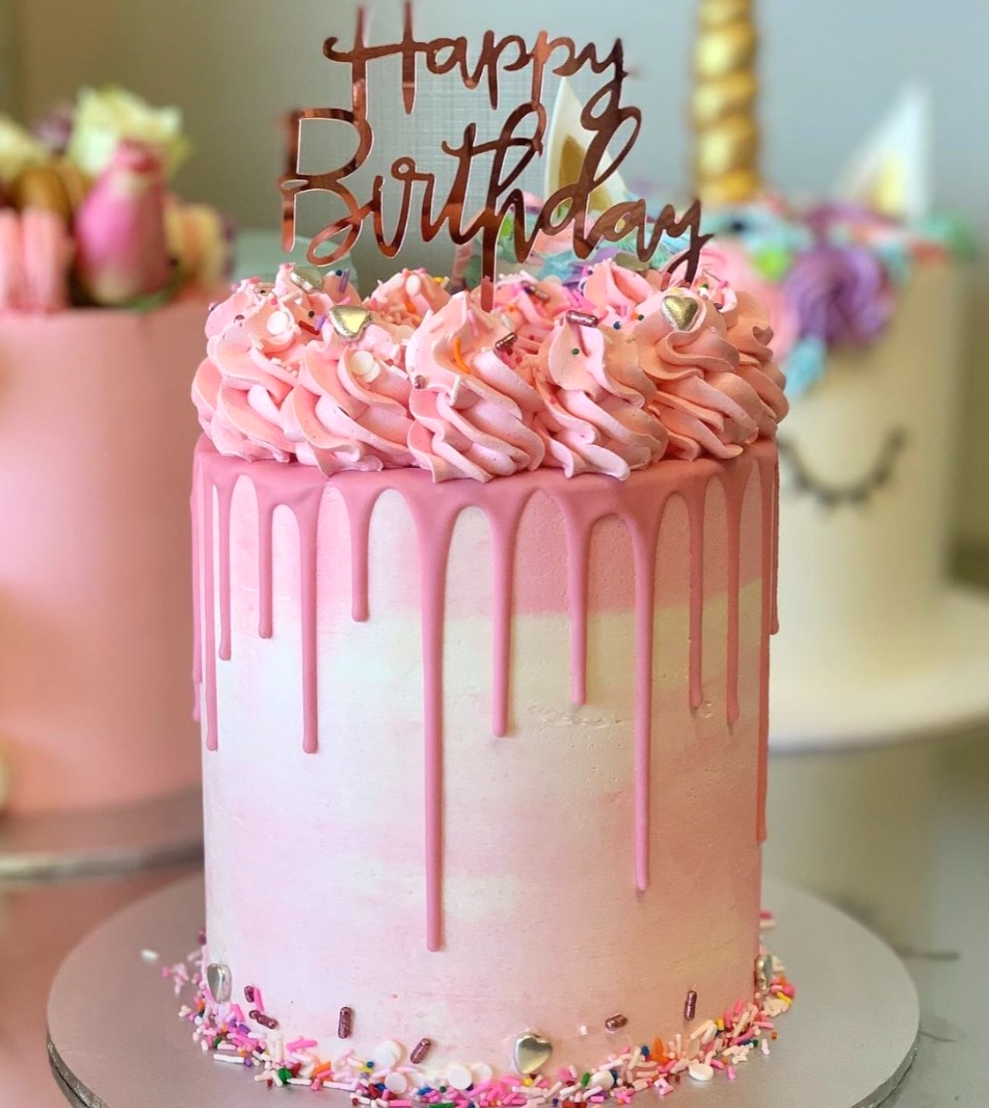 Drip Cake de Cumpleaños + Acrilico Dorado
